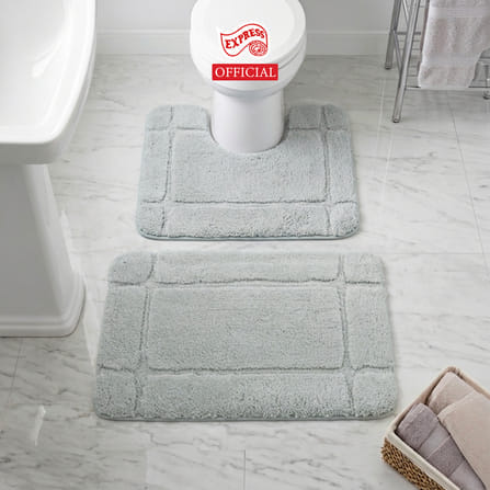 พรมเช็ดเท้าชุดห้องน้ำ 2 ชิ้น EXPRESS CARPET รุ่น DG2-2 ขนาด45X70 ซม.และ พรมรูปตัว U 50X60 ซม. หนา 12-22 มม. สีเทา _3